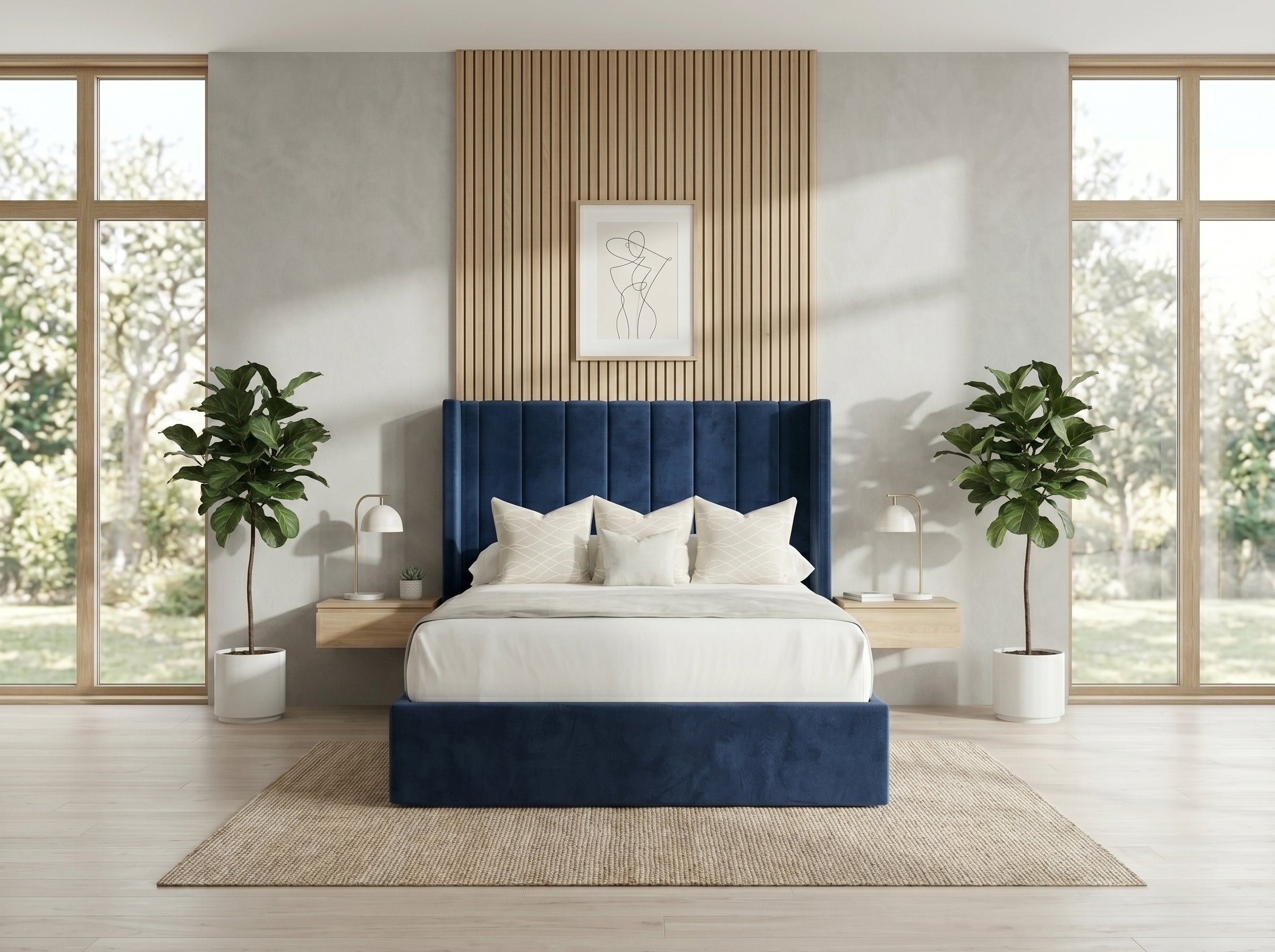 Rosemary Velvet Wingback Bed Frame