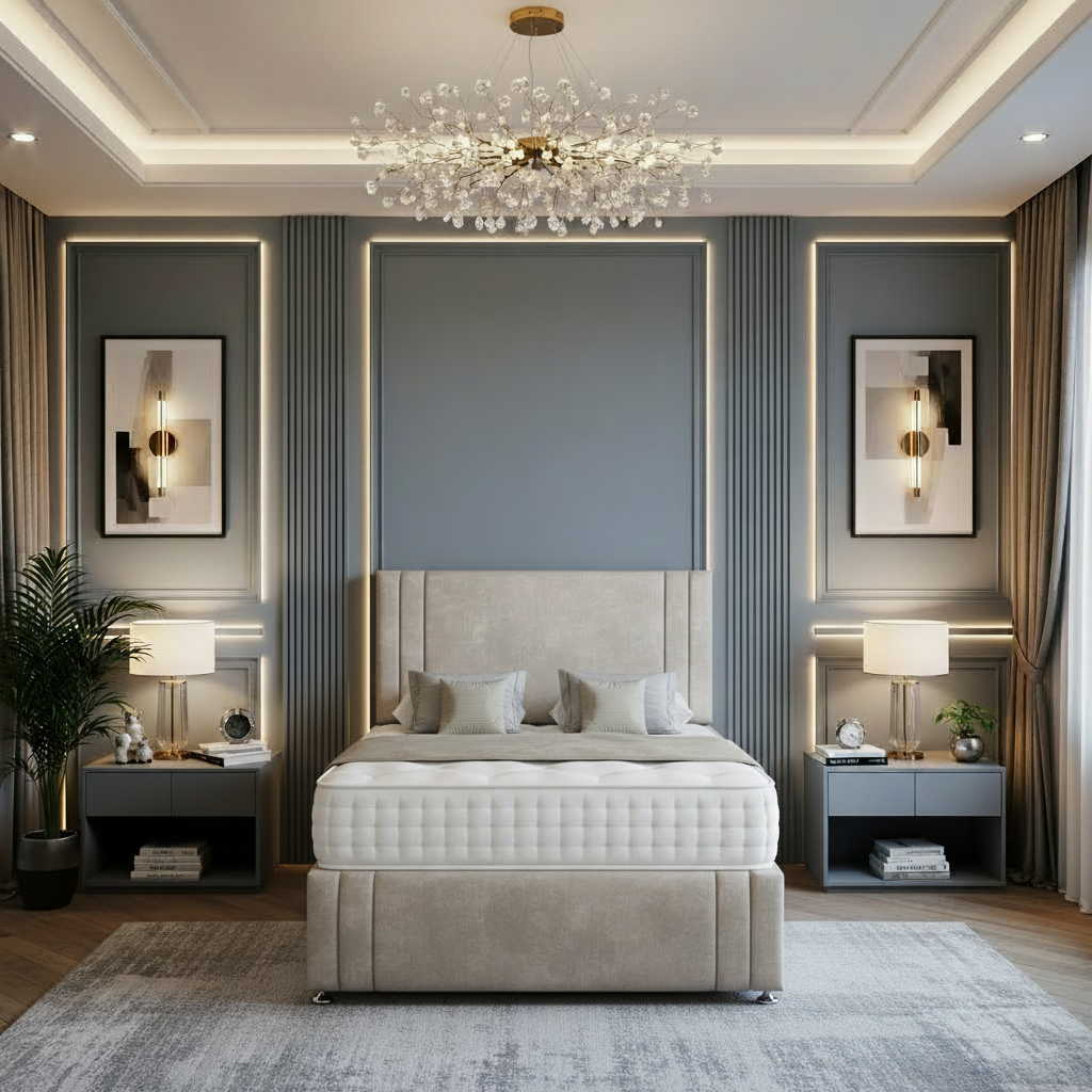 akira divan bed, luxury divan bed uk, upholstered divan bed frame, storage divan bed with drawers, pocket sprung mattress bed, memory foam divan bed, handmade uk bed frame, modern bedroom divan bed, premium fabric bed set, divan bed with headboard