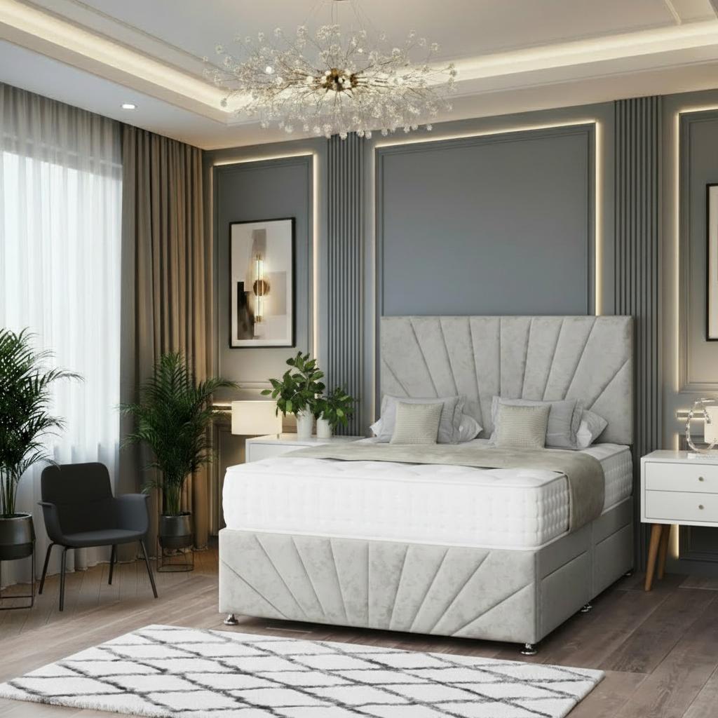 falcon divan bed, storage divan bed, luxury divan bed, fabric divan bed, pocket sprung mattress, memory foam mattress, handmade uk bed, modern bedroom bed, upholstered divan bed, bedroom storage bed