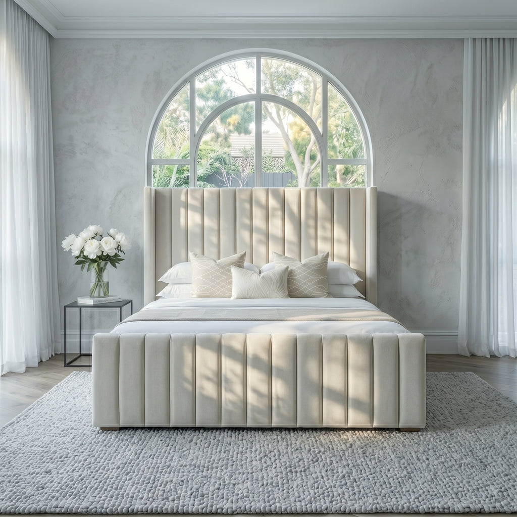 Elegant Dora Lined Wingback Bed