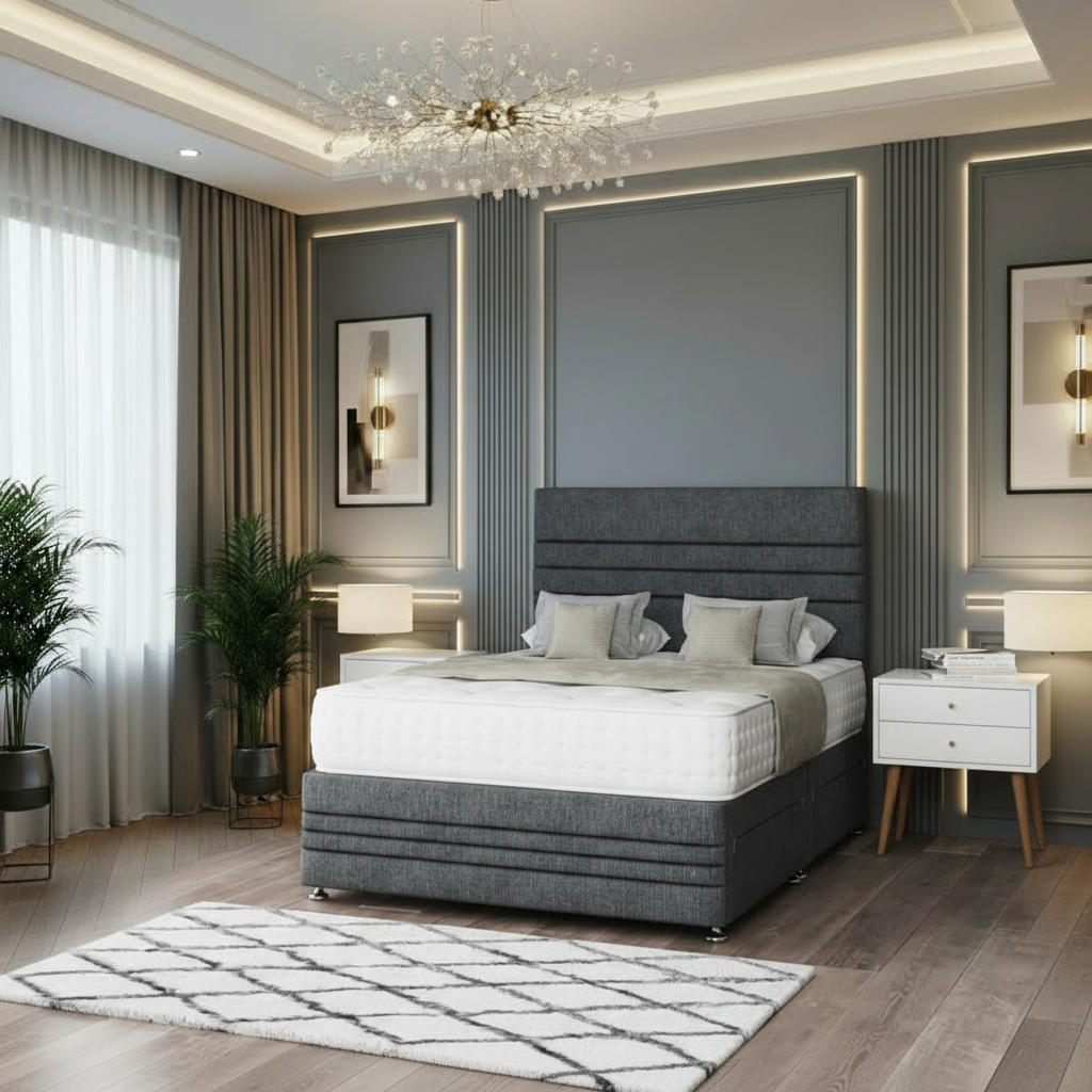 lincoln divan bed, storage divan bed, luxury divan bed, fabric divan bed, pocket sprung mattress, memory foam mattress, handmade uk bed, modern bedroom bed, upholstered divan bed, bedroom storage bed