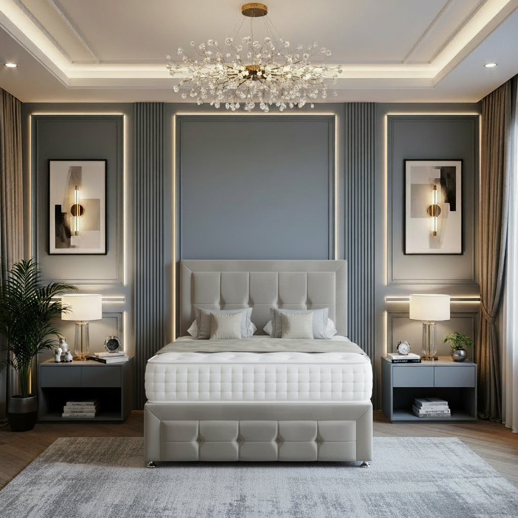 ruby divan bed, storage divan bed, luxury divan bed, fabric divan bed, pocket sprung mattress, memory foam mattress, handmade uk bed, modern bedroom bed, upholstered divan bed, bedroom storage bed