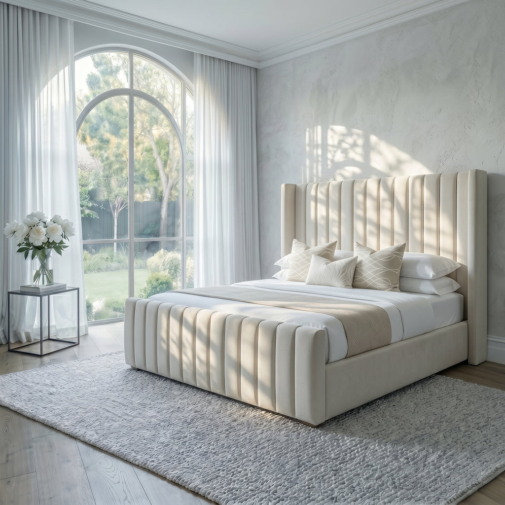 Elegant Dora Lined Wingback Bed