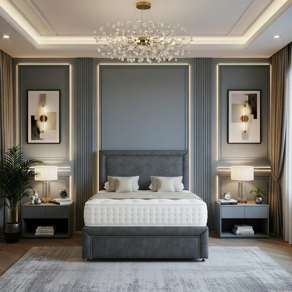 shanghai divan bed, beading divan bed, luxury divan bed set, storage divan bed uk, upholstered fabric bed, pocket sprung mattress bed, memory foam divan bed, handmade uk bed, bedroom storage bed, modern upholstered bed