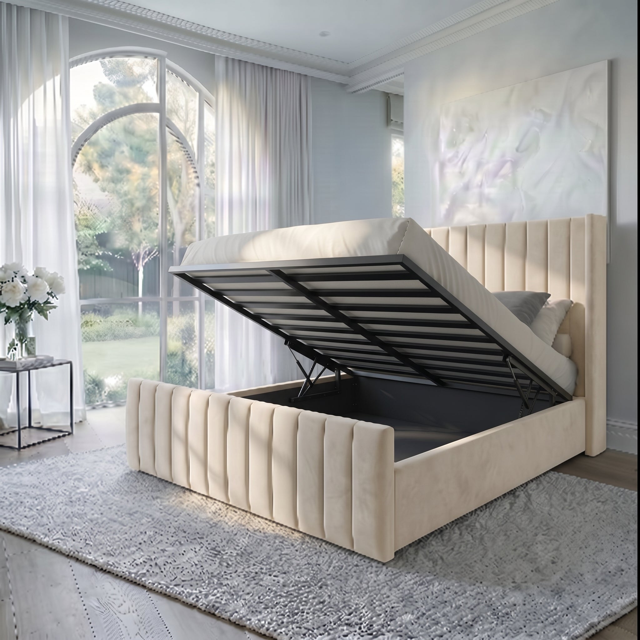 Bilbao Wingback Ottoman Storage Bed