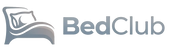 Logo of BedClub with a stylized bed icon on a white background